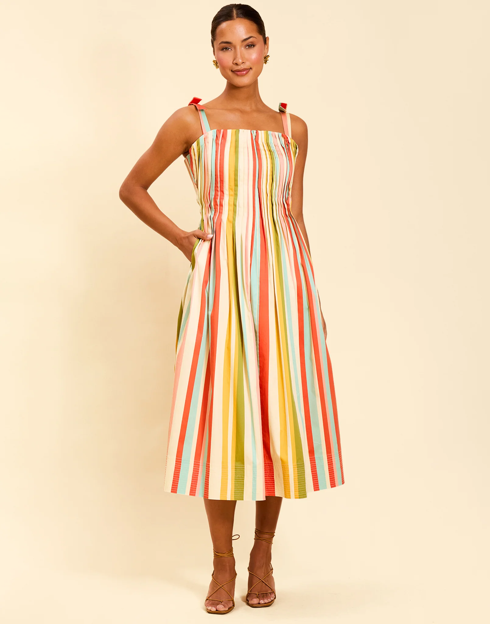 Anais Pintuck Midi Dress
