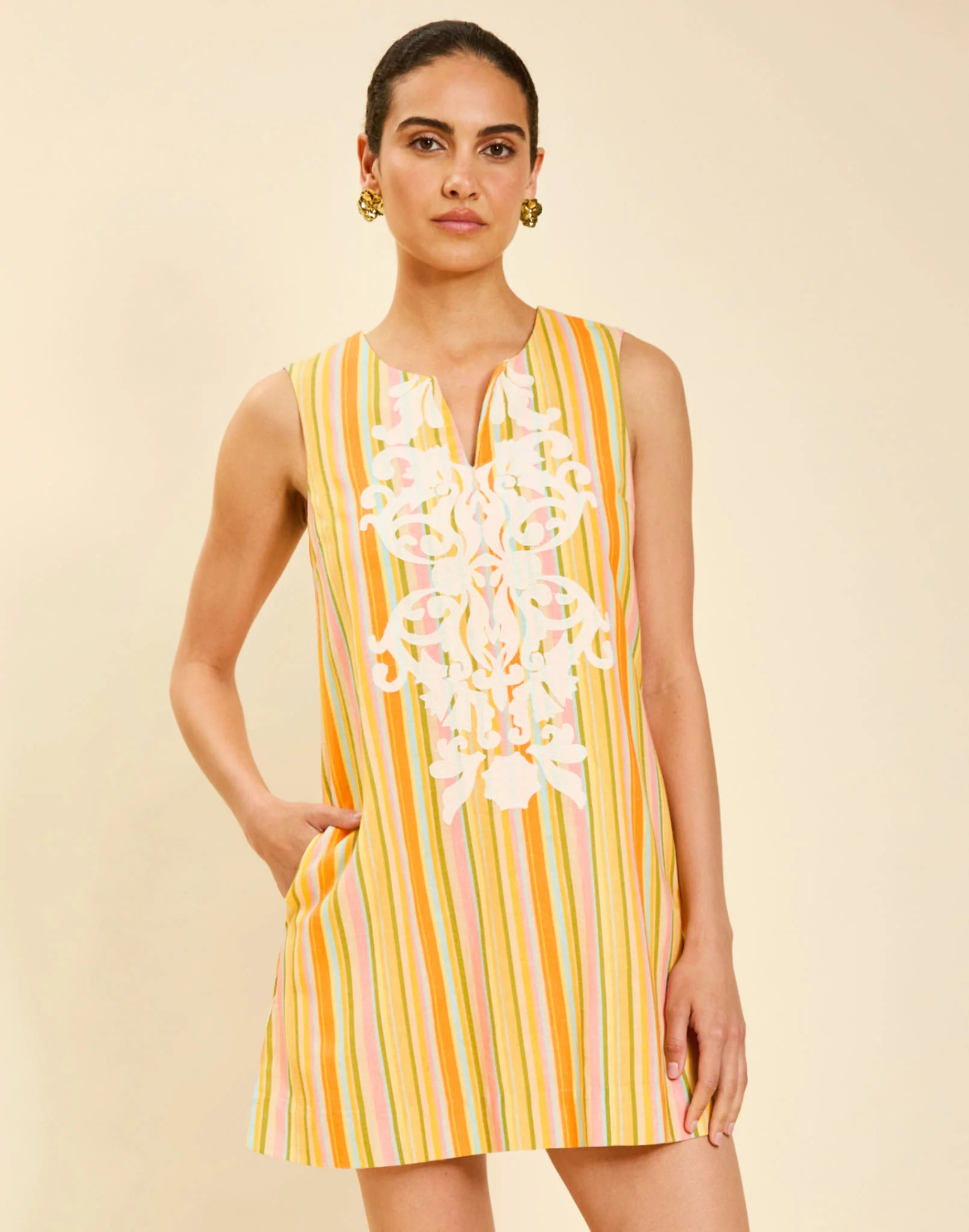 Belize Shift Caftan Mini Dress - Image 2